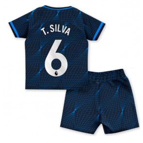 Chelsea Thiago Silva #6 Bortaställ Barn 2023-24 Kortärmad (+ Korta byxor)